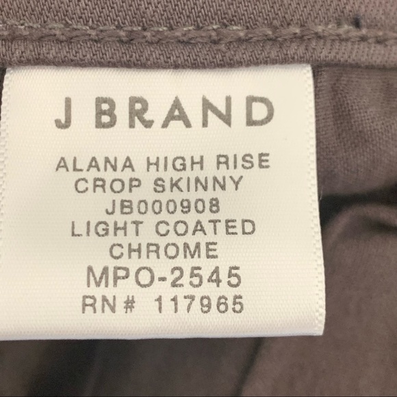 J BRAND Alana High Rise Crop Skinny Jeans Light Coated Chrome - Picture 4 of 14